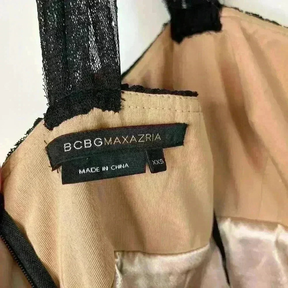 BCBGMAXAZRIA Black Ruffled Lace Evening Gown Dress - Picture 10 of 14